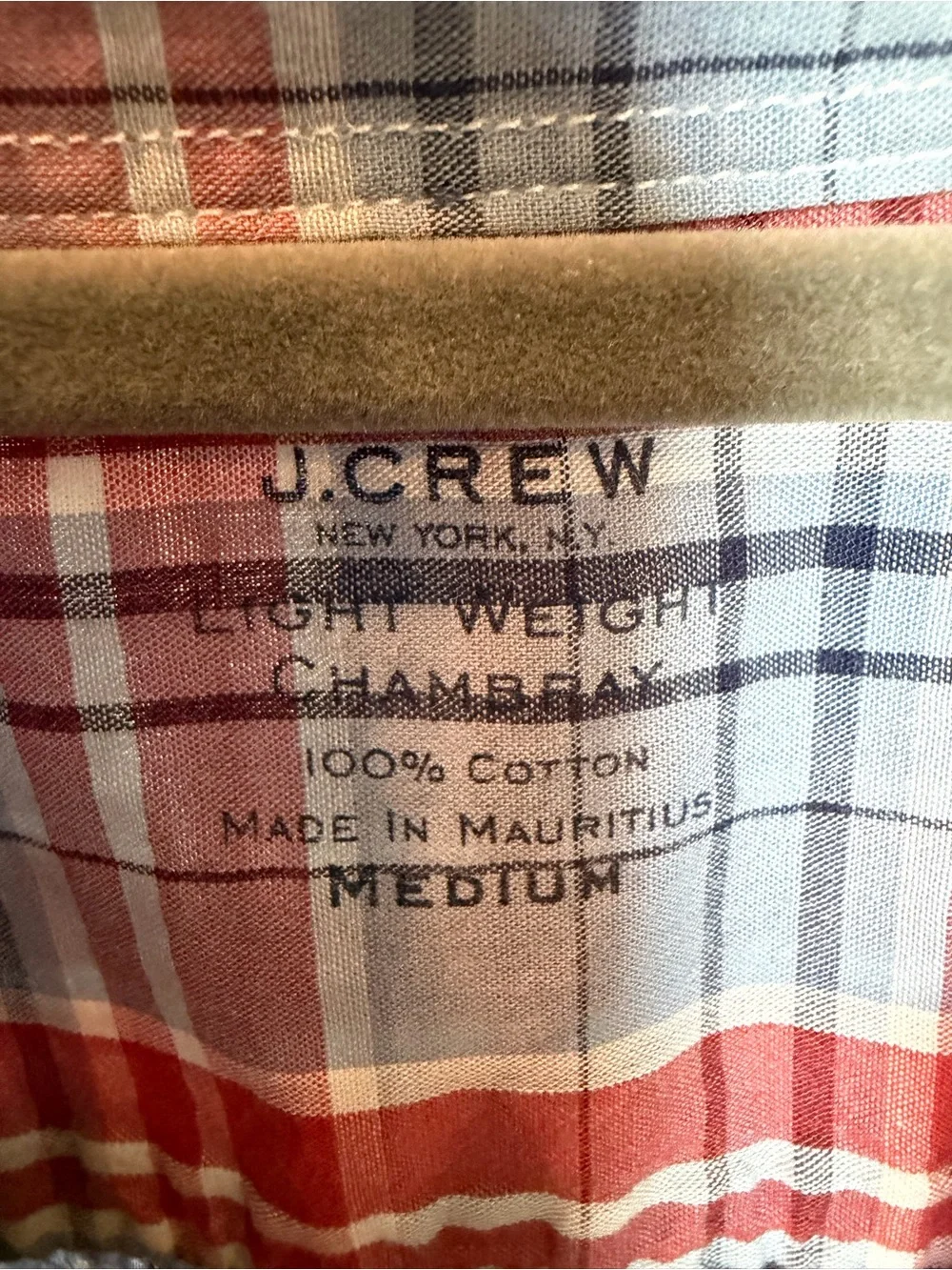 J. Crew Red and Gray Plaid Button-Down Shirt